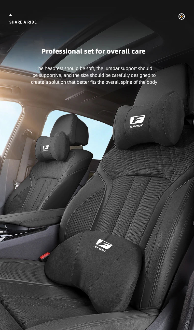Lexus F-Sport Suede Headrest Memory Cotton Neck Pillow For Lexus ES300 RX330 RX300 GS300 IS250 IS200 CT200h IS300 NX RX LX GX GS