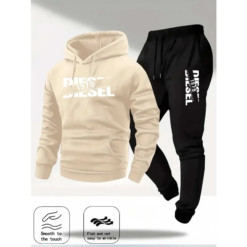 Men Hoodie sweatshirt sportswear fashion sports hooded sweatshirt casual sweatshirt and pants two in one