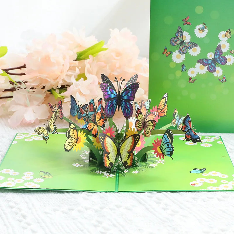1pcs 3D Butterfly Pop Up Card, Valentine's Day, Mother, Anniversary, Wedding Invitation Greeting, Birthday Gift, Thank You