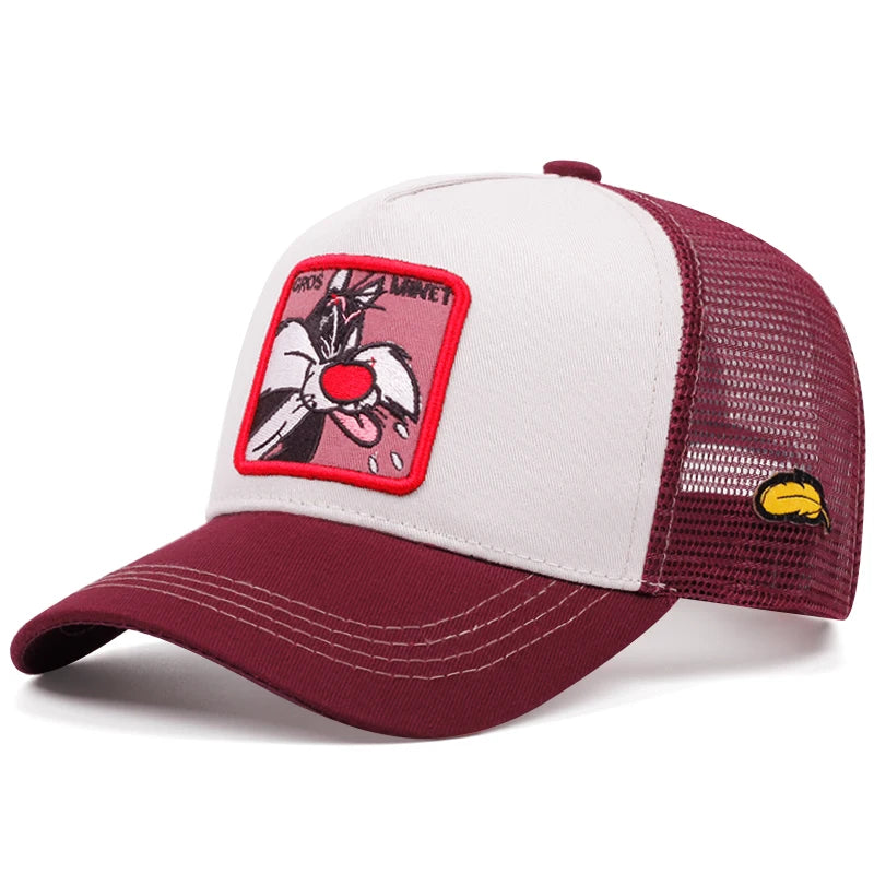 Hat Trendy cartoon series embroidered baseball trucker caps