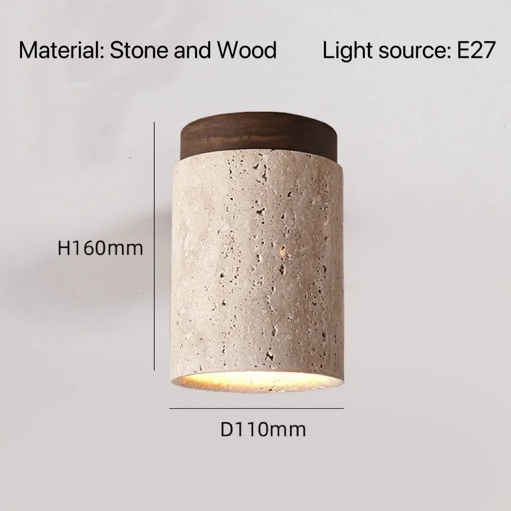 Modern Stone Travertine Ceiling Lamp Bedroom Corridor Flush Mounted