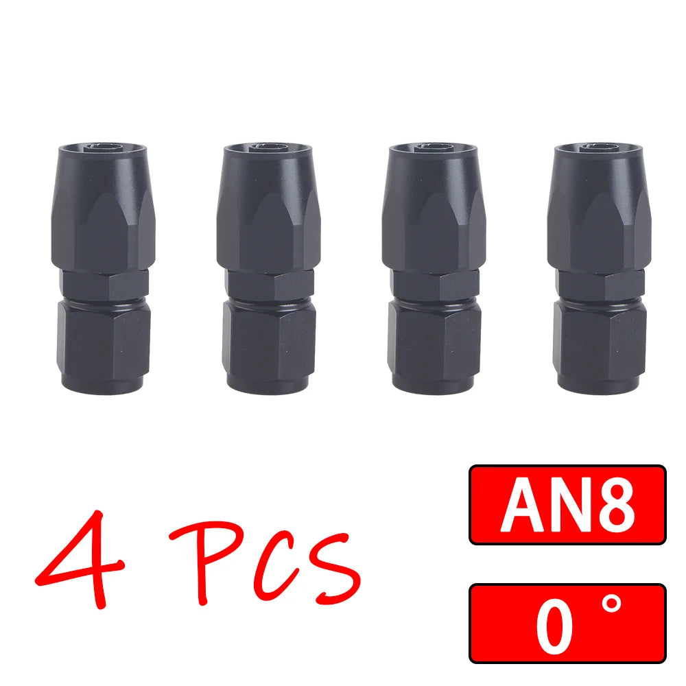 4Pcs Universal AN4 AN6 AN8 AN10 AN12 Straight 45° 90° 120° 180° Degree Oil Fuel Swivel Hose End Fitting Oil Hose End Adaptor Kit