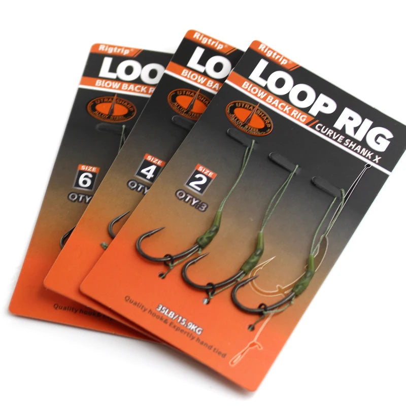 Carp Fishing Line Hair Rig Loop Rigs  ready-tied Soft hook