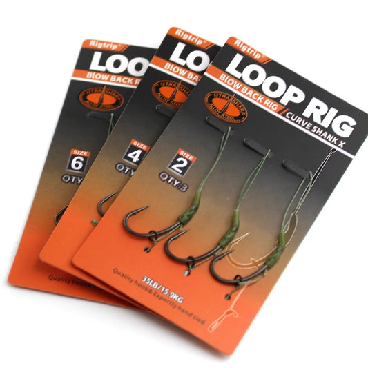 Carp Fishing Line Hair Rig Loop Rigs  ready-tied Soft hook