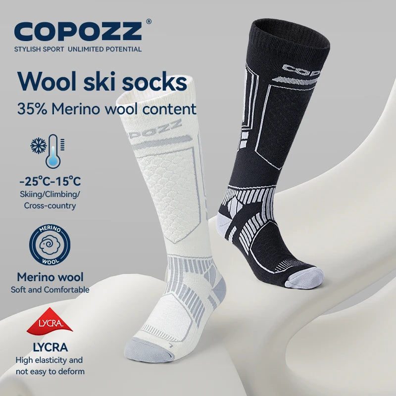 Winter Ski Socks Men Women Thermal Merino Wool Long