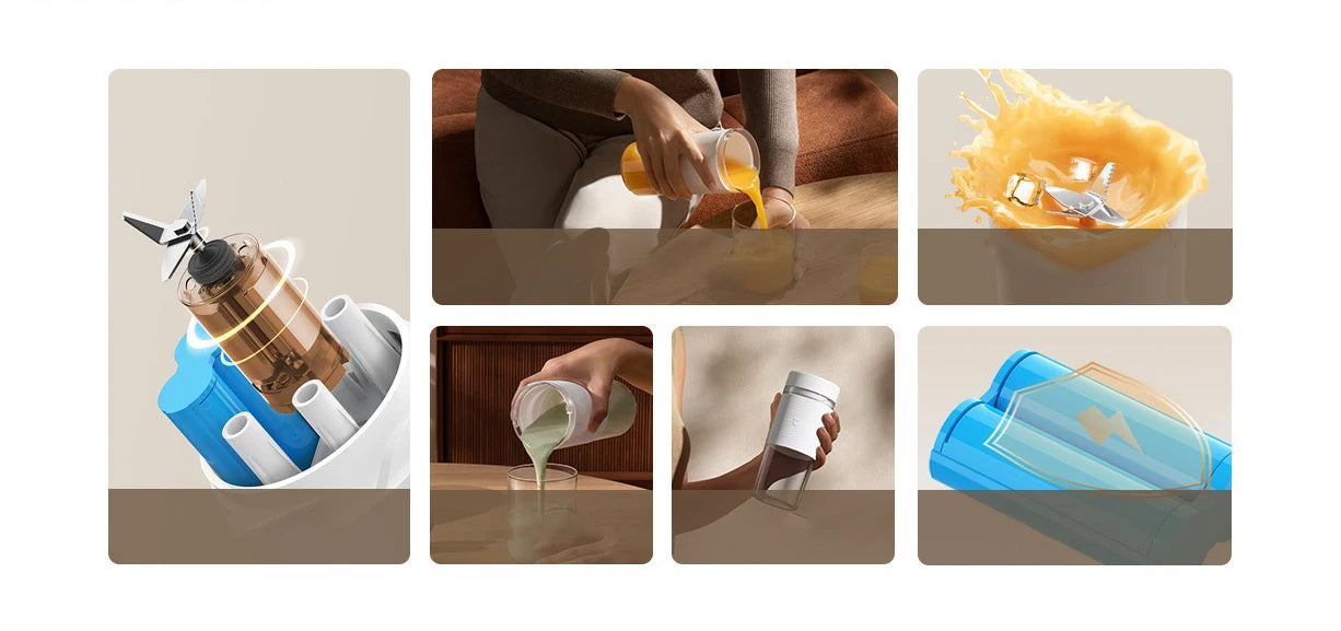 Portable Blender 2,40S Quickly Squeeze Juice, 19500 rpm, 300ML Capacity Mixer Juicer