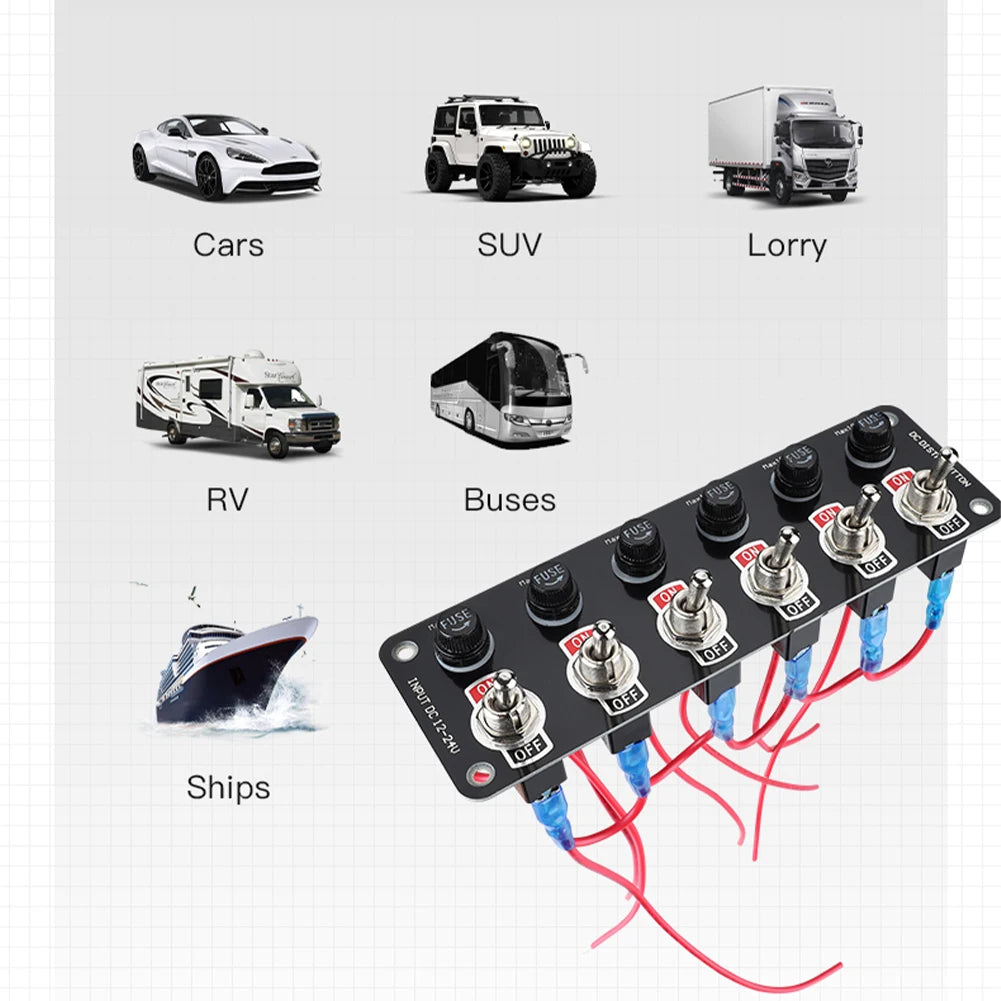3 Gang/6 Gang Toggle Switch Panel 12V/24V On/Off Rocker Toggle Switch with 10A Fuse Racing Cars RV Camper Marine Boat Yacht