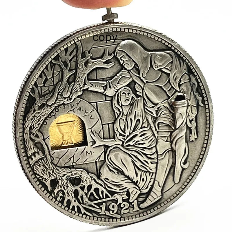 Movable Mechanism Holy Grail Coin Hobo Nickel Morgan Dollar Roman Booteen