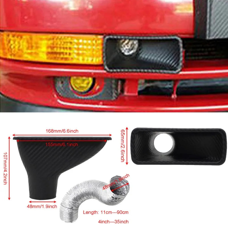 Functional Car Air Duct Front Bumper Cold Air Intake Duct ABS Universal