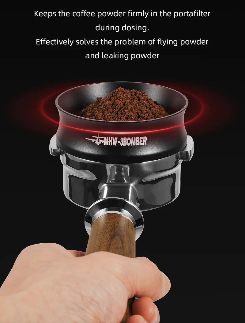 MHW-3BOMBER 58MM Magnetic Dosing Funnel with 10 Magnets Espresso Dosing Ring