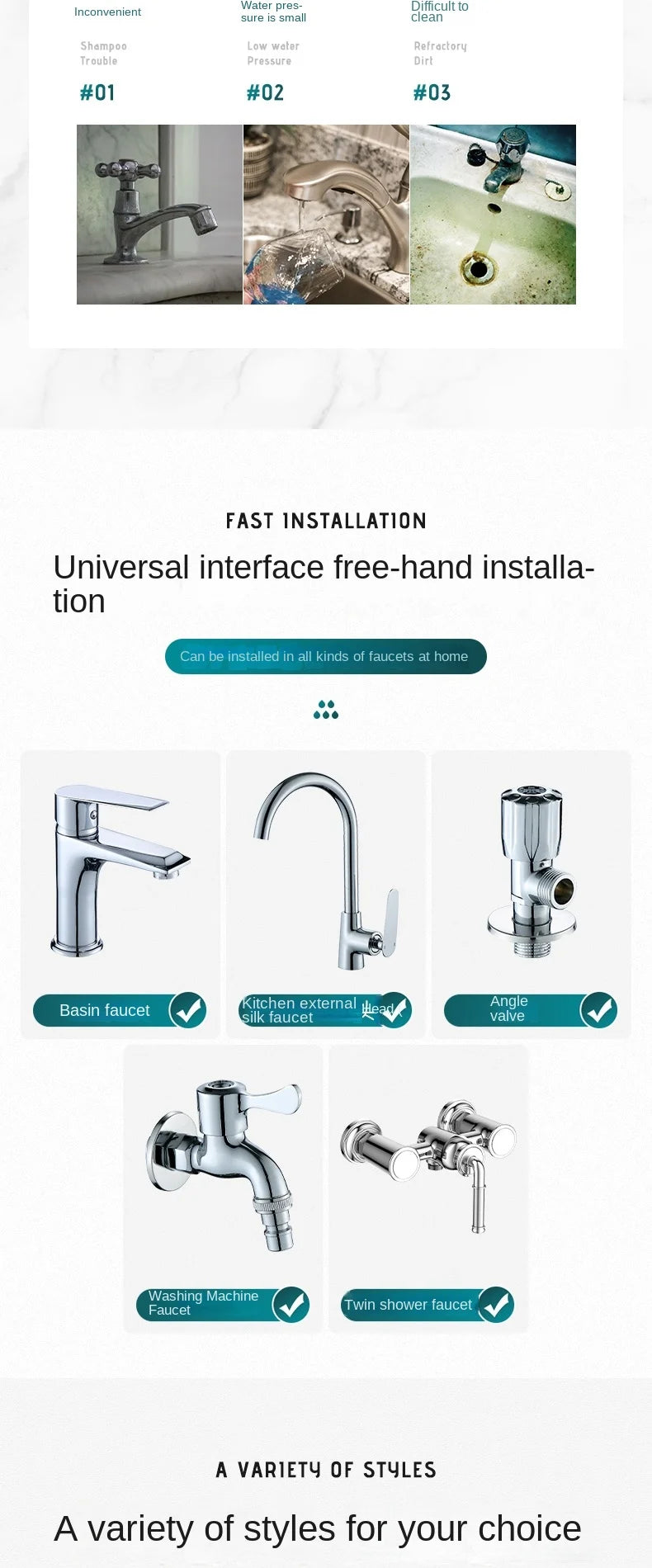 Facet External Shower Set Copper Bathroom Multi-function Massage Shower