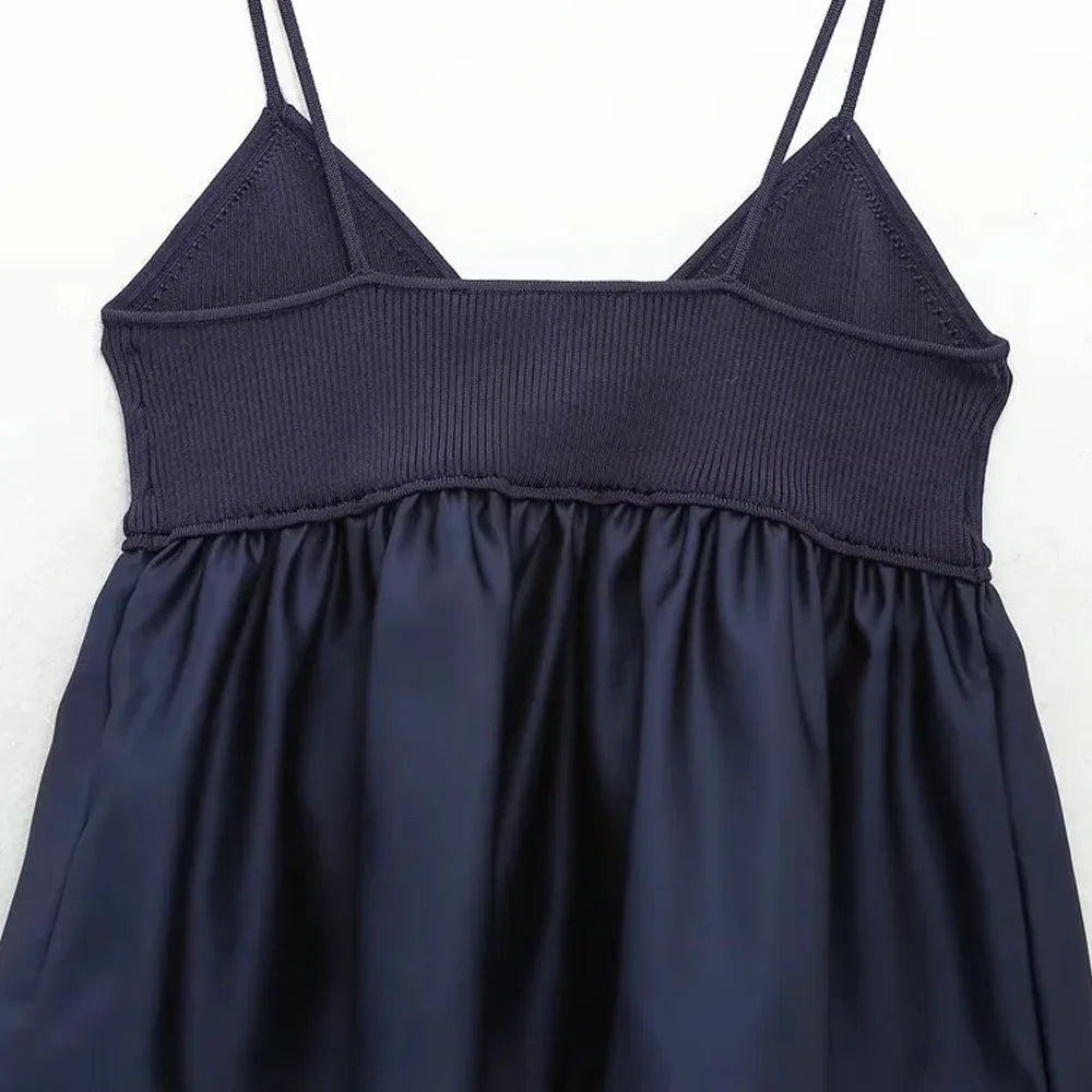 Blue Crop Top Women Ruffle Knitted Camis Top Woman Off Shoulder Corset Top Female Streetwear Backless Women's tube top