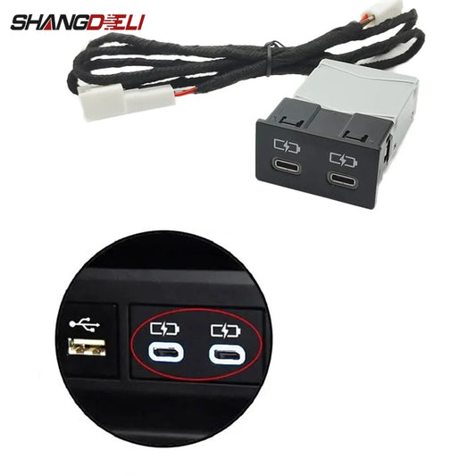 Dual TYPE-C PD Port Charging Interface Adapter For Toyota Sienna Camry Corolla RAV4 Land Cruiser 18-22