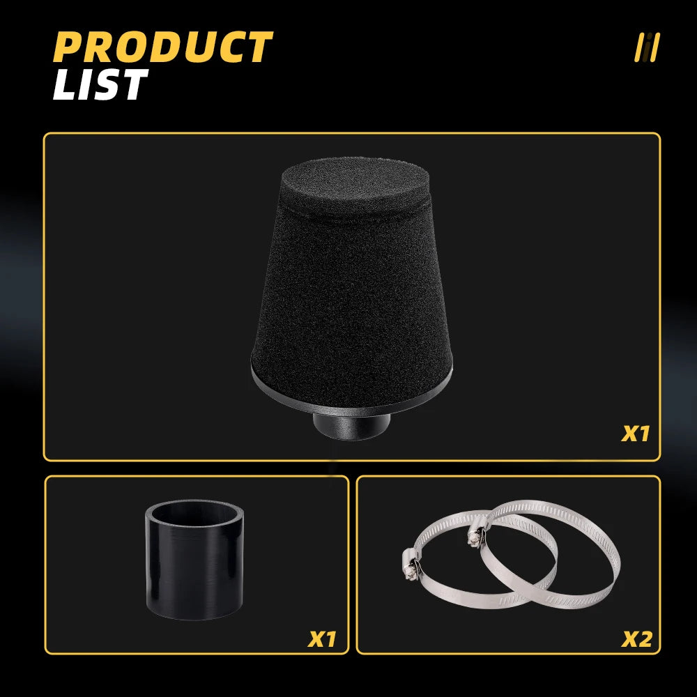 MUGE-3"76mm Universal High Flow Inlet Foam Air Filter Cleaner Cold Air Intake Cone