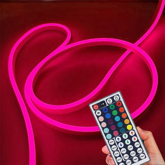 RGB LED Neon Lights with 44Keys Remote Flexible Neon Strip Lights 5V RGB Rope Lights Gaming Led Neon Light Strip for Bedroom