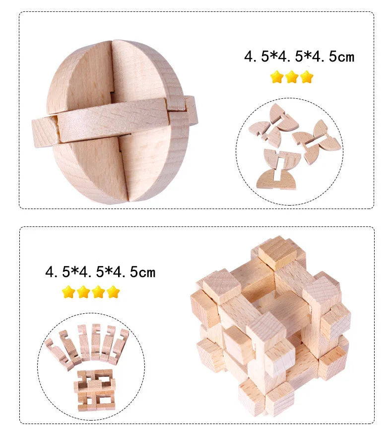 Wooden Unlocking Puzzles Brain Teasers Kong Ming LuBan Lock Adult Decryption Toy Assembly Game Children's Puzzle Puzzles Toys