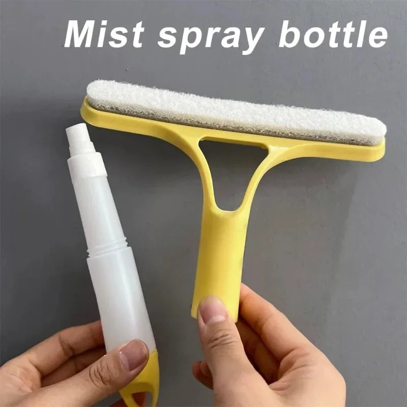 Glass Wiper with Watering Can Glass Cleaning Tool 3-In-1 Mirrors Glass Scraper