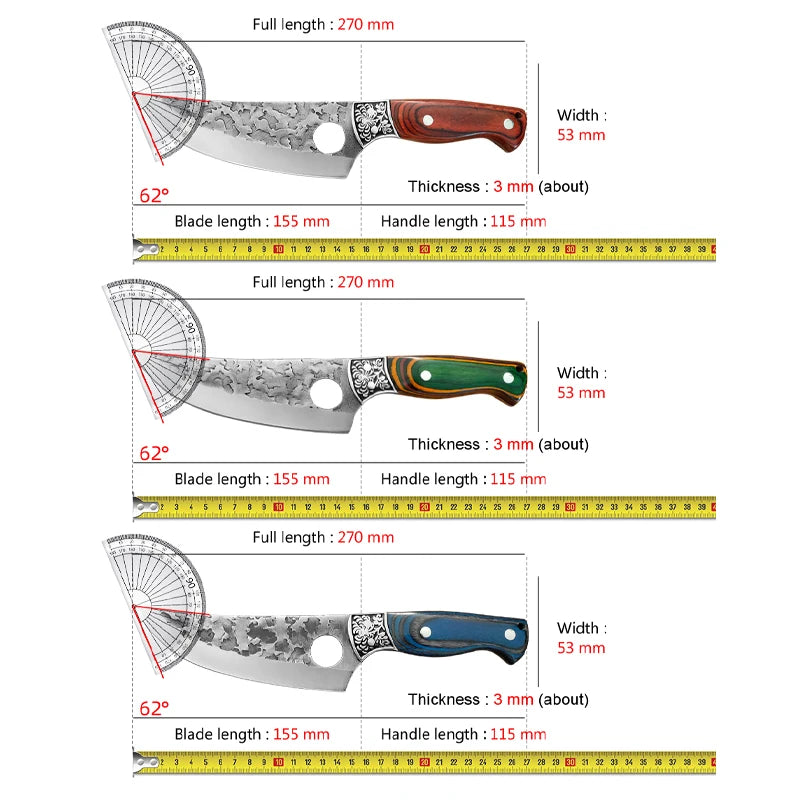 Hand-Forged Boning Knife Professional Butchers' Knife Wood Handle Cleaver Meat Kitchen Knife Chef Slicing Fruit Utility Knife
