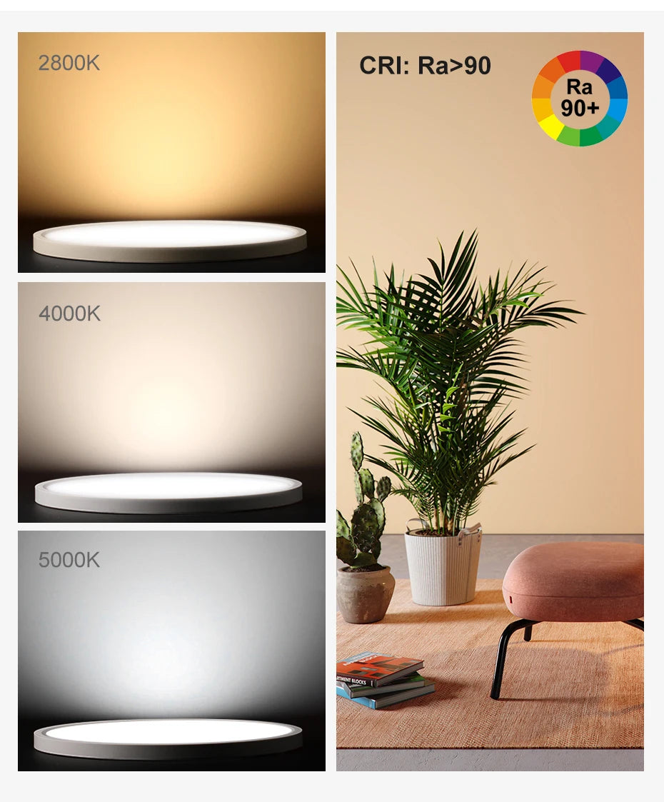 Modern LED Ceiling Light Wood Grain Golden One Light with 3 Colours