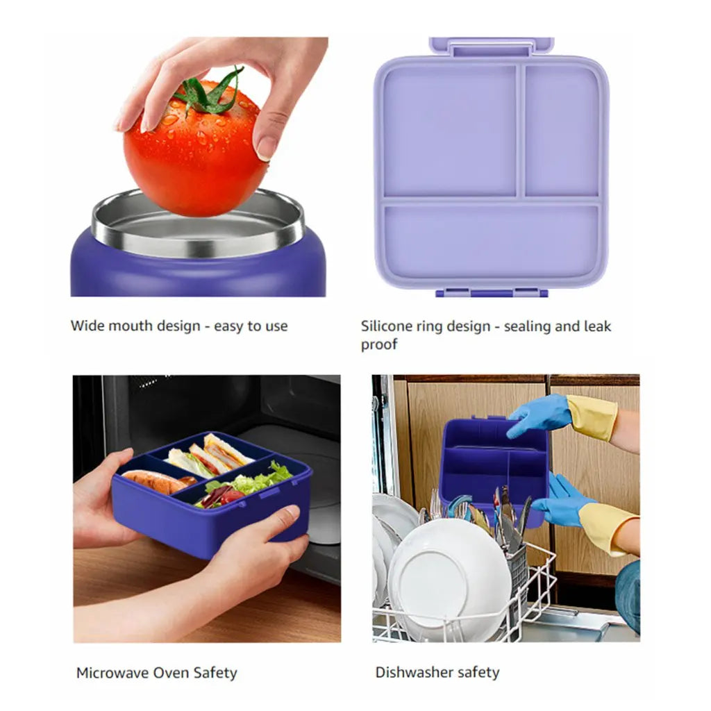 Bento Lunch Box With 8oz Stainless Steel Insulated Vaccum Food Jar