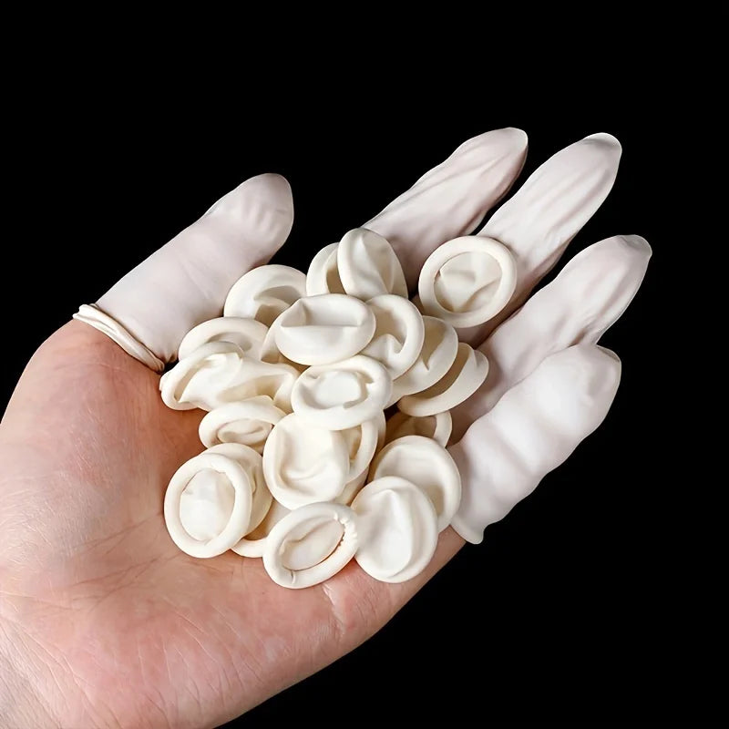 100Pcs Disposable Fingertips Protector Gloves Natural Rubber