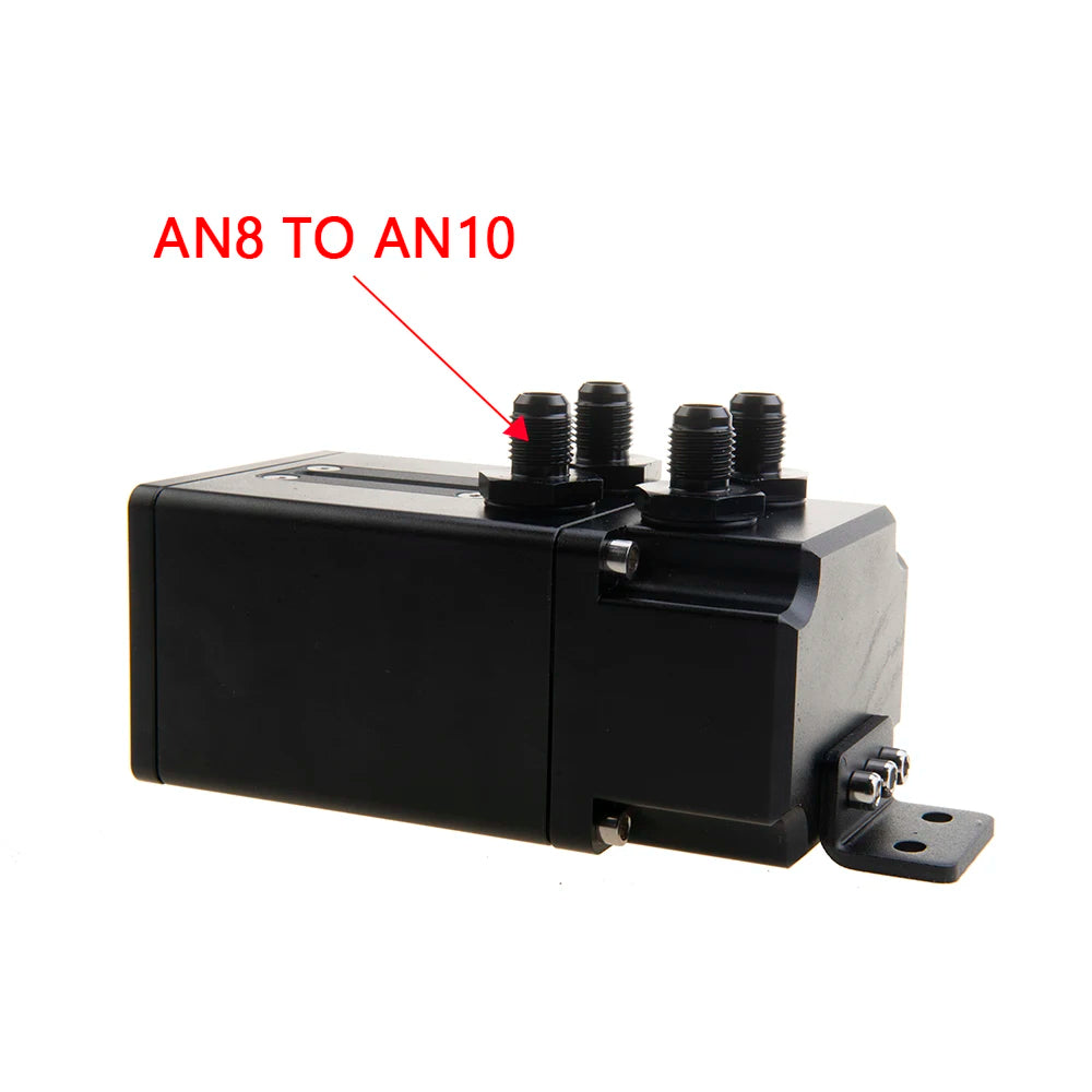 Universal 500ML Car Aluminum 4 Port Oil Catch Can With A Window Design With 4 Pcs AN6/8/10 To AN10 Fittings