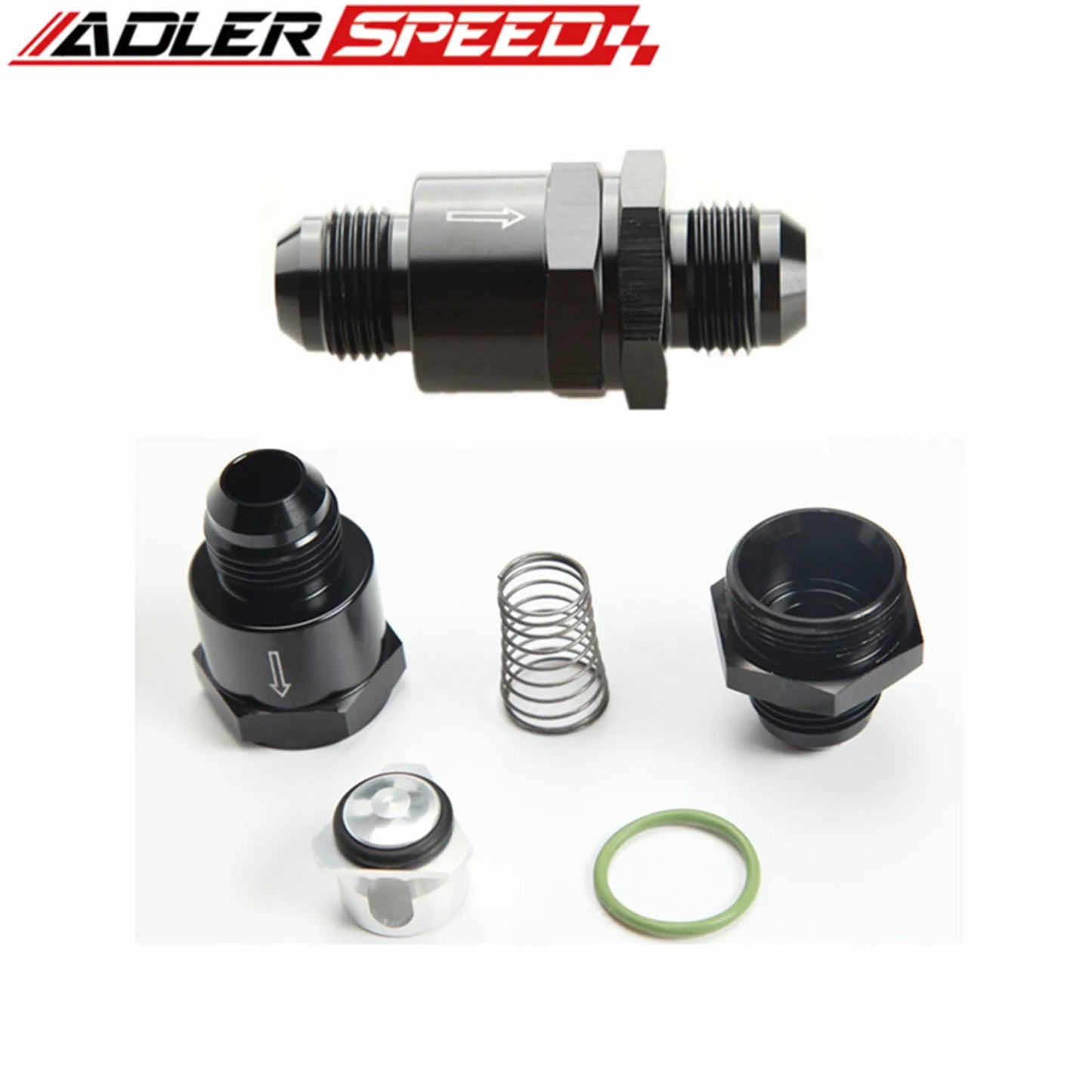 AN6 AN8 AN10 AN12 Aluminium Non Return One Way Check Valve Fuel EFI Fitting Adapter Black