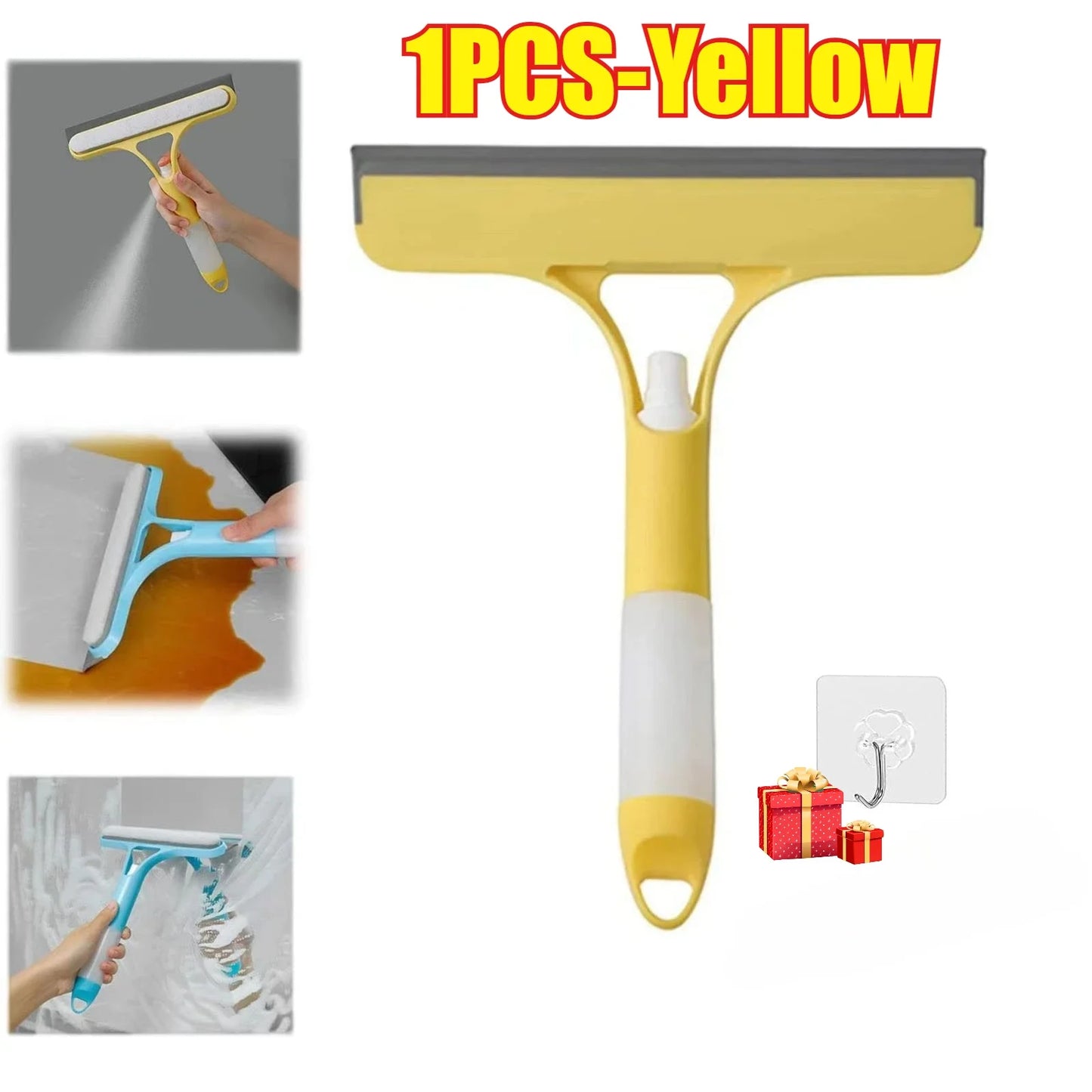 Glass Wiper with Watering Can Glass Cleaning Tool 3-In-1 Mirrors Glass Scraper Motorcar Window Scraper Household