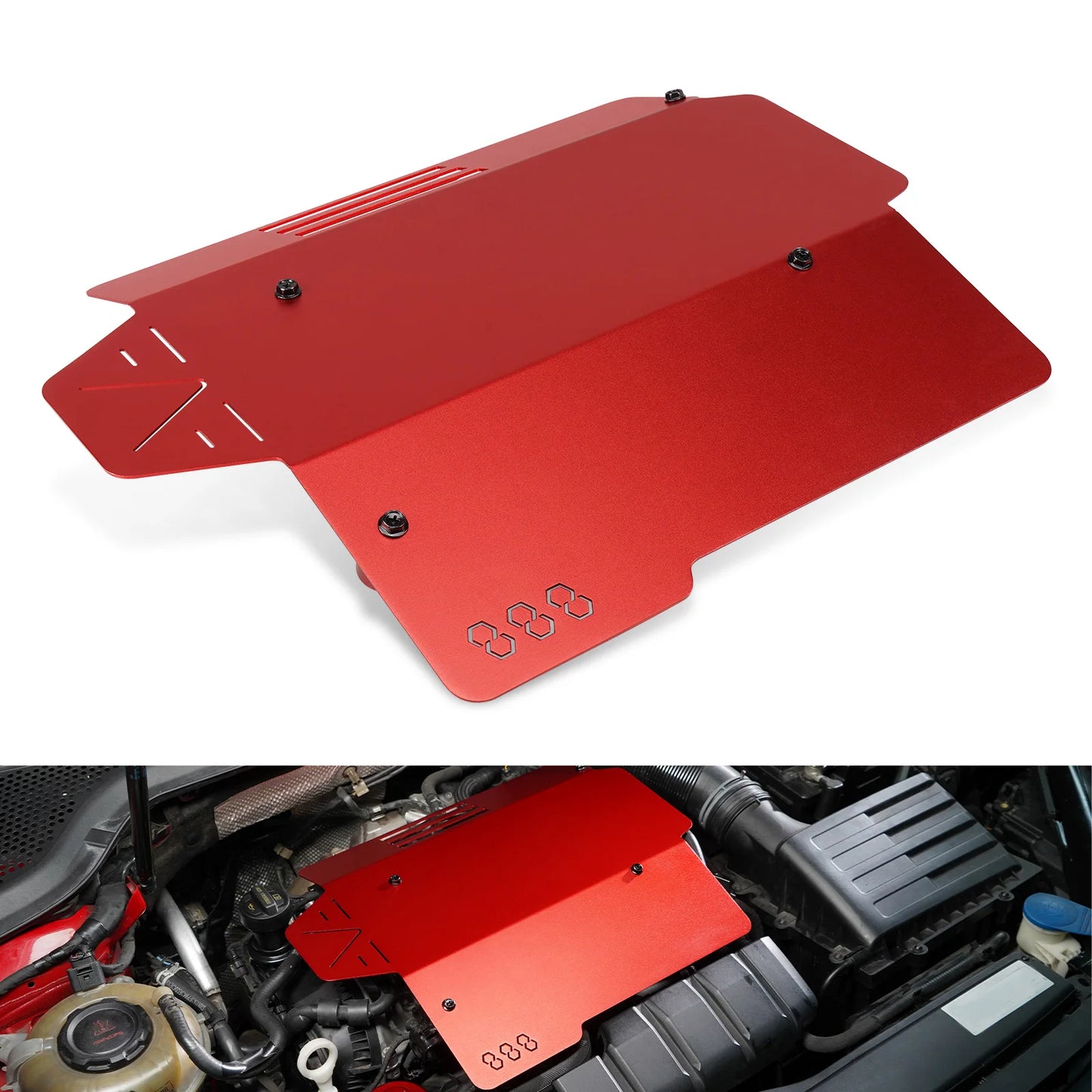 QT BEVINSEE Aluminum Engine Cover for VW Golf GTI/for Arteon/for Atlas/for Jetta GLI 2.0L,for Alltrack 1.8L, Replace for 06K103925G