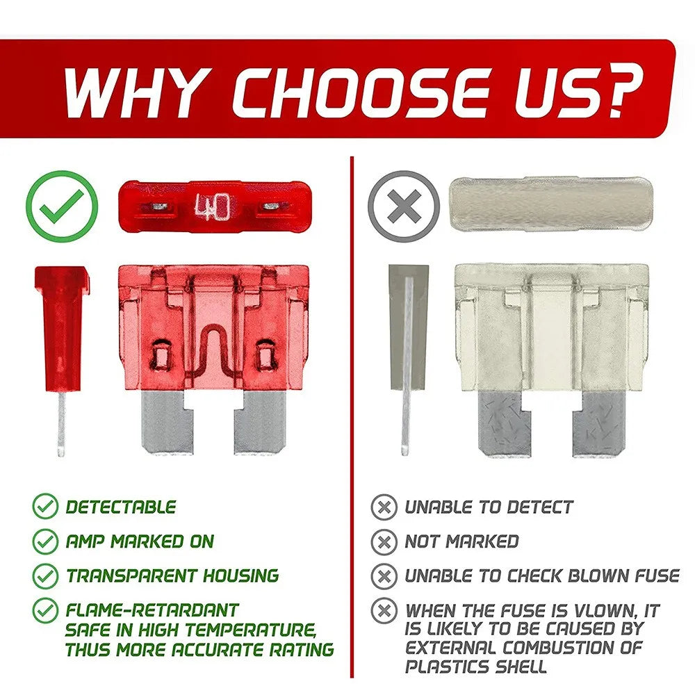 300/180/120pcs Car Blade Fuse Assortment Kit Auto Truck Automotive Medium Small Fuse Mixed Motorcycle Circuit Fuse With Box