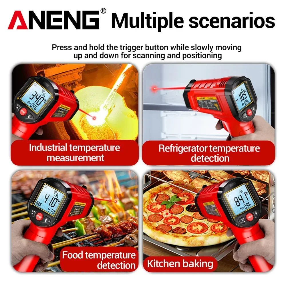 ANENG TH202 Infrared Thermometer Non-contact -50~600℃ Digital Laser Temperature Meter LCD display Pyrometer Point Gun Tester