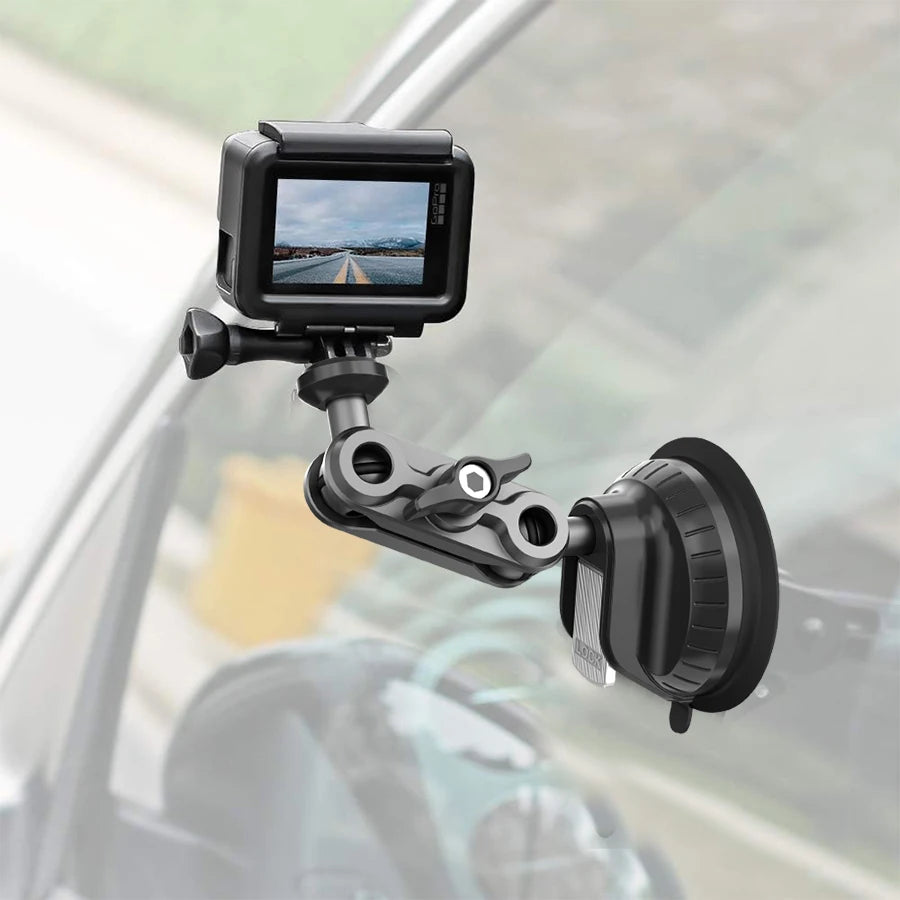 Dash Cam Suction Cup Mount Camera Holder Stand with Phone Bracket for GPS Driving DVR Action Camcorder Video Record POV/VLOG