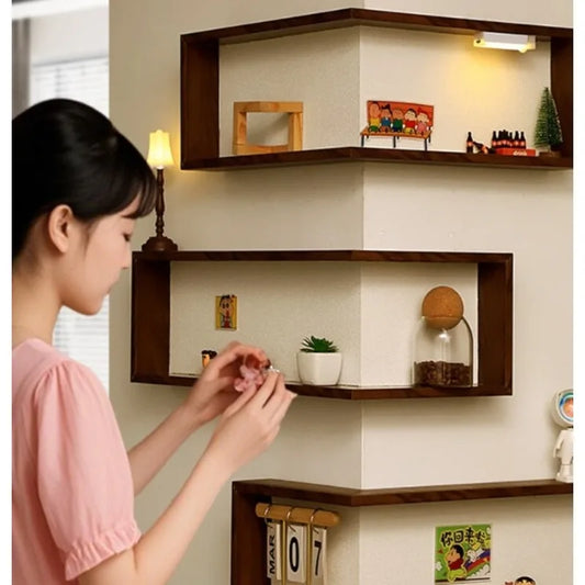 Corner shelves, bedroom wall storage racks, creative wall decorative paintings