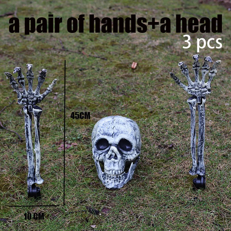 Halloween Decorations Scary Props Realistic Skeleton Skull & Hands Halloween Home Decor Yard Prank Festivals Party Supplies