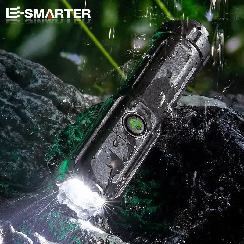Telescopic Zoom Tactical Flashlights Rechargeable LED Torch 4 Lighting Modes Long-Range