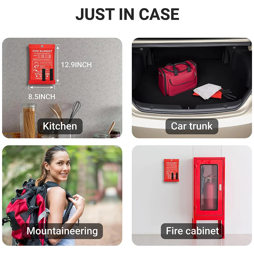 4 Size Emergency Fire Blanket for Home & Kitchen Fire Suppression Fiberglass