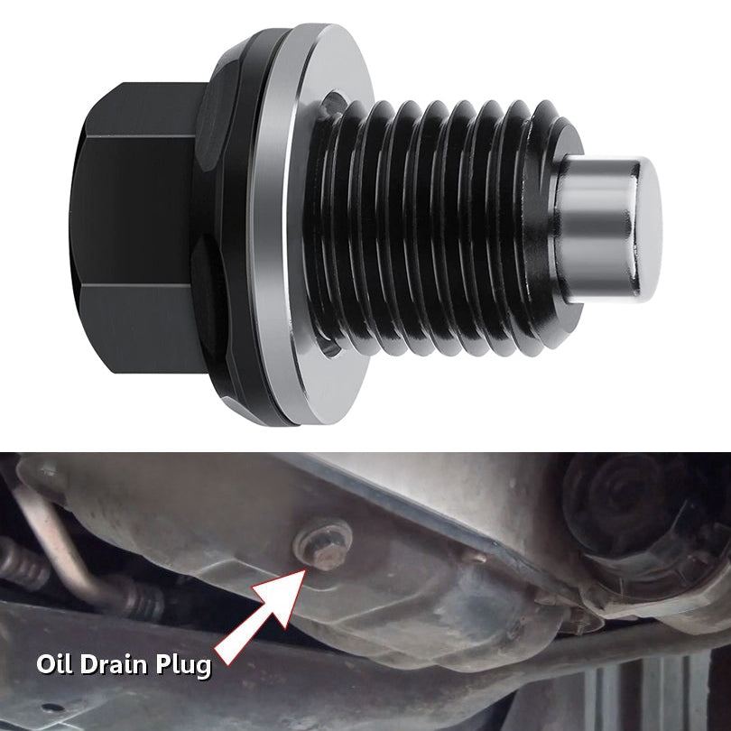 M14 x 1.5 Aluminum Magnetic Oil Drain Plug Fit for Honda / Ford / Hyundai with Crush Washer Gasket, Universal Magnetic Oil Drain