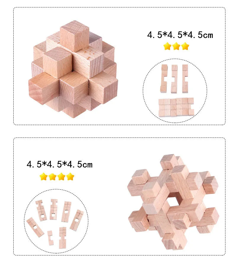Wooden Unlocking Puzzles Brain Teasers Kong Ming LuBan Lock Adult Decryption Toy Assembly Game Children's Puzzle Puzzles Toys