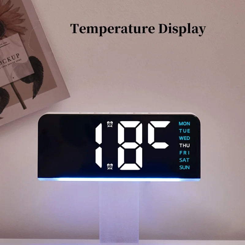 USB Powered Digital Alarm Clock with Mood Light Dual Alarm Snooze Table Clock