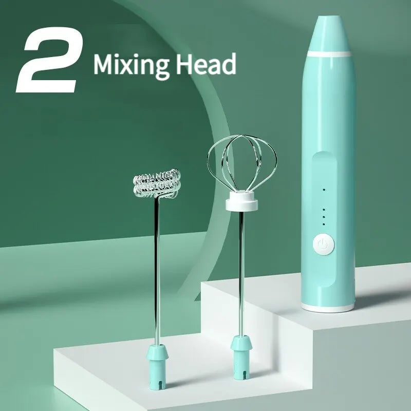 1 PCS Electric Milk Frother Portable Egg Beater USB Rechargeable