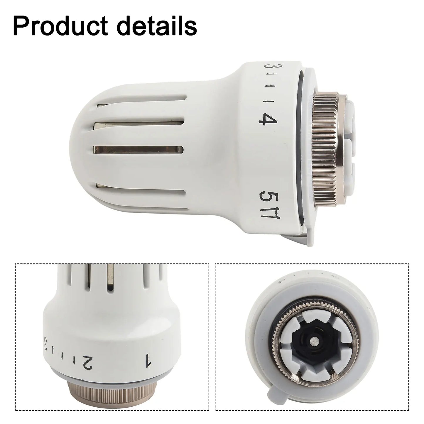 1pc Radiator Thermostatic Head Heater White Control Thermostat With M30x1.5 Threaded Connections Heating Valve Accessories