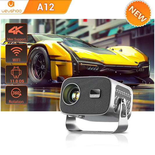 VEVSHAO A12 Projector Mini Portable LED Video Android 13.0 WIFI 6