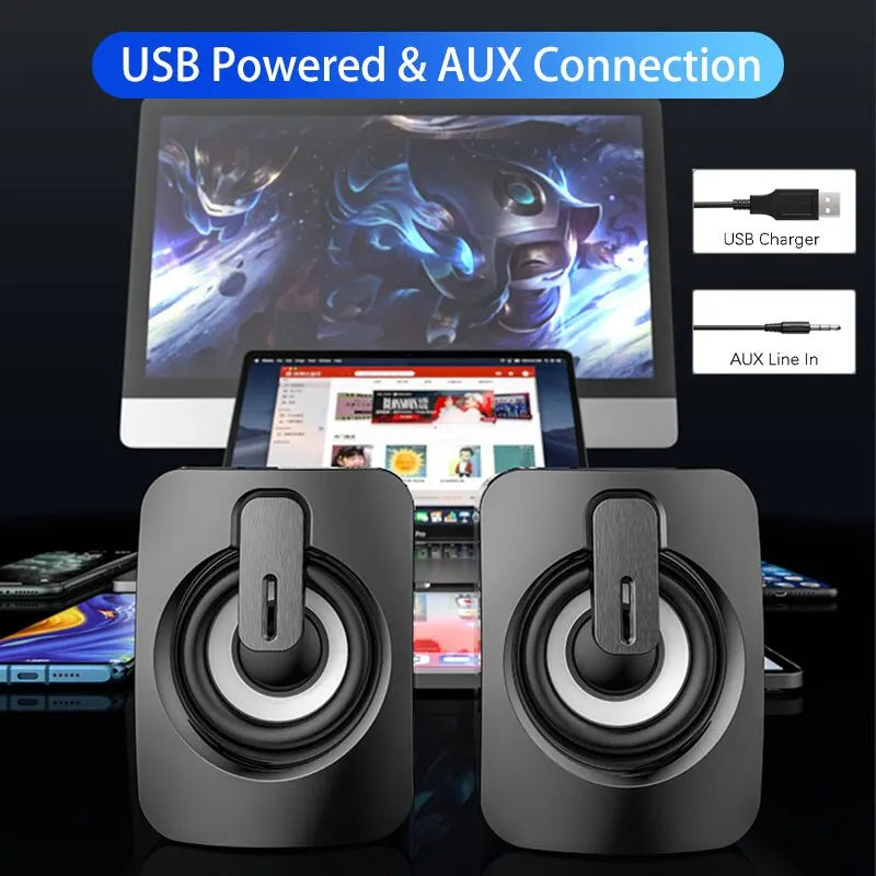 USB Wired Speakers Mini Computer Desktop Speaker HIFI Stereo Microphone Subwoofer with LED Light for PC Notebook Loudspeakers