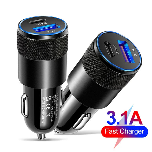 66W USB Car Charger 3.0 USB Type C Fast Charging Phone Adapter For Iphone Laptops Tablets