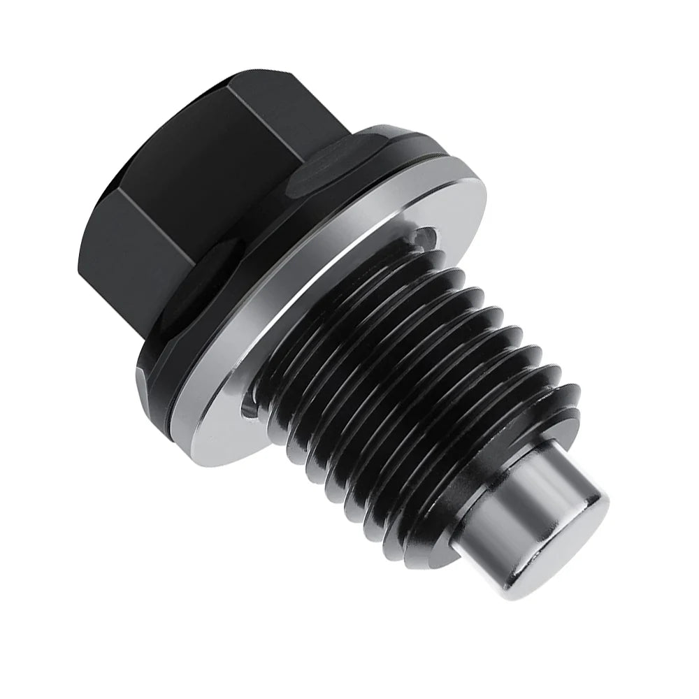 M14 x 1.5 Aluminum Magnetic Oil Drain Plug Fit for Honda / Ford / Hyundai with Crush Washer Gasket, Universal Magnetic Oil Drain