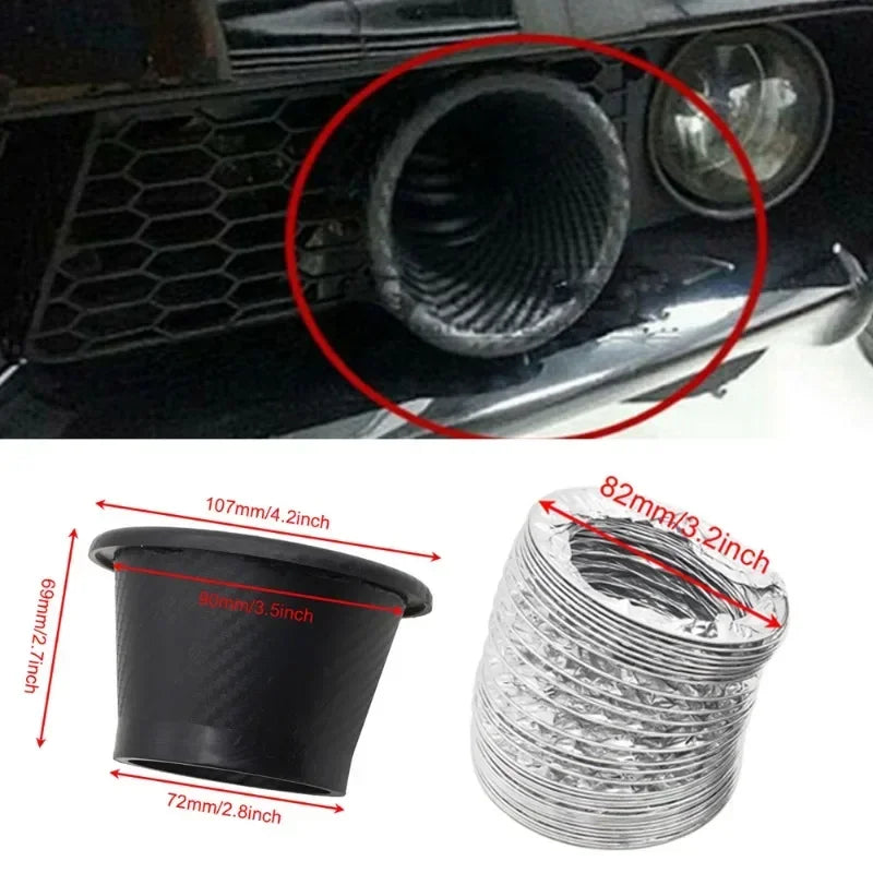 Functional Car Air Duct Front Bumper Cold Air Intake Duct ABS Universal