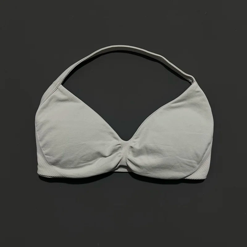 Sports Bra Push Up Strappy Sexy Open Back Gym Crop Top