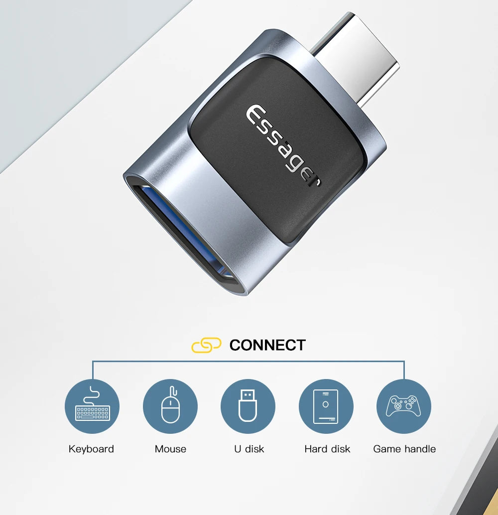 Essager USB 3.0 To Type C OTG Adapter USB A Type C Male To Micro Type C USB A Female Converter For Laptops