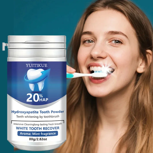 20% HAP Hydroxyapatite Tooth Powder: Teeth Whitening, Deep Cleaning, Enamel Protection, Long-Lasting Fresh Breath (Mint) 80g