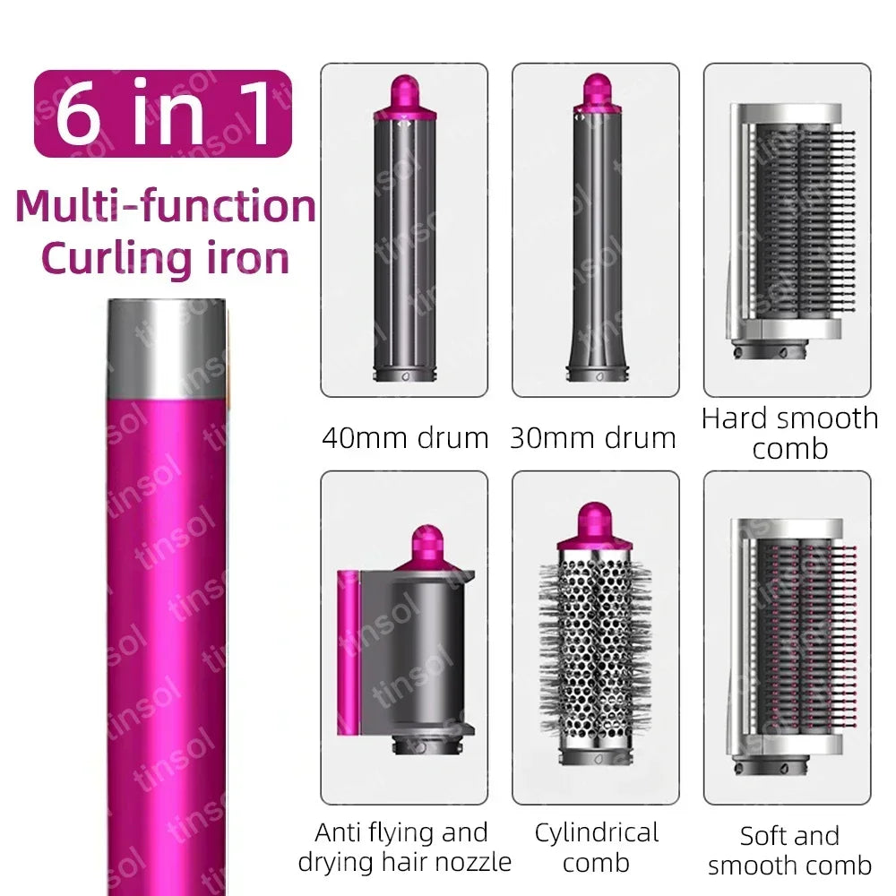 6-in-1 Multi-Function Hair Dryer Styling Tool Curling Iron Hot Air Brush Curling Rod Salon Professional Hair Styler